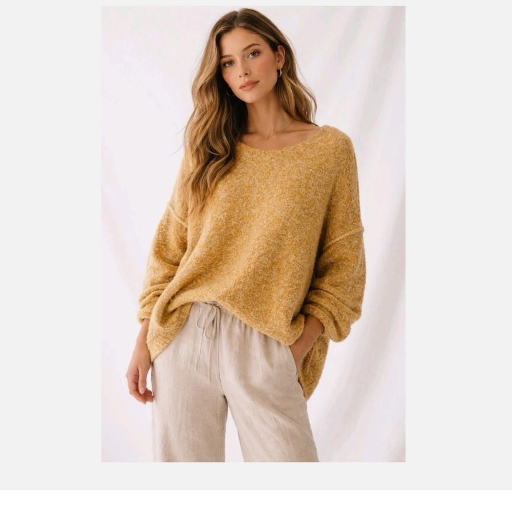 FREE PEOPLE Moira Slouchy Oversized Honeycomb Wool-Blend Sweater size small